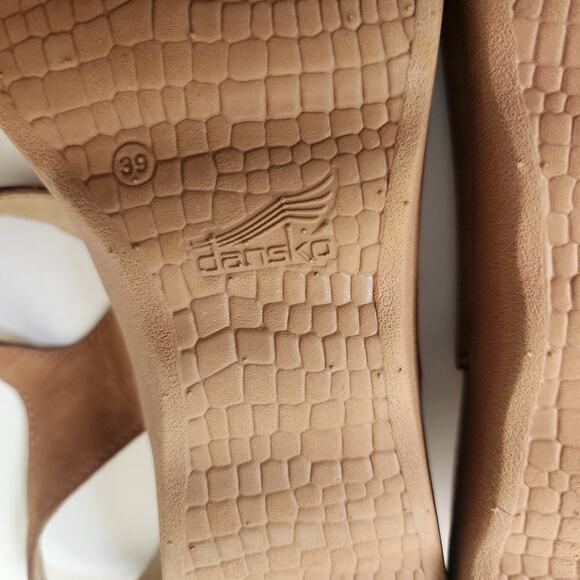 Dansko Marcy Slingback Wedge Sandal EU 39 US 8.5-9 Brown Nubuck Peep Toe Leather - Picture 6 of 6